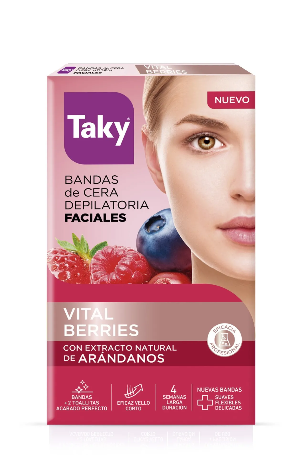 Bandas de Cera Depilatória Faciais Frutos Vermelhos