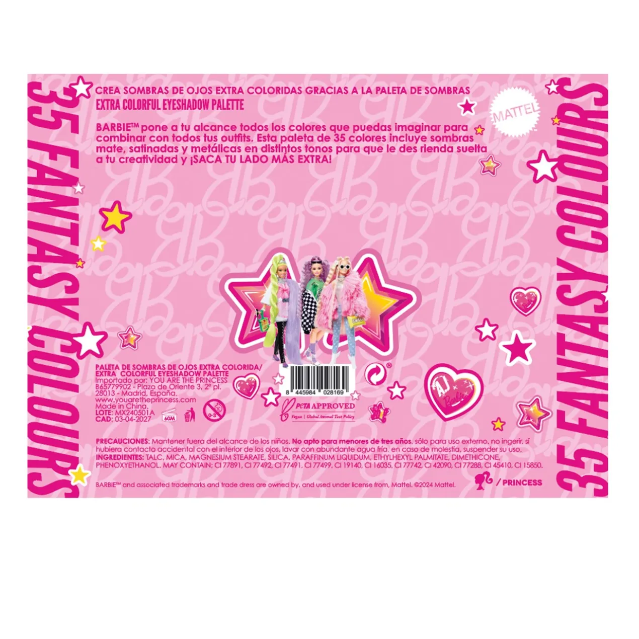 Barbie Extra Colorful Eyeshadow Palette Paleta de Sombras