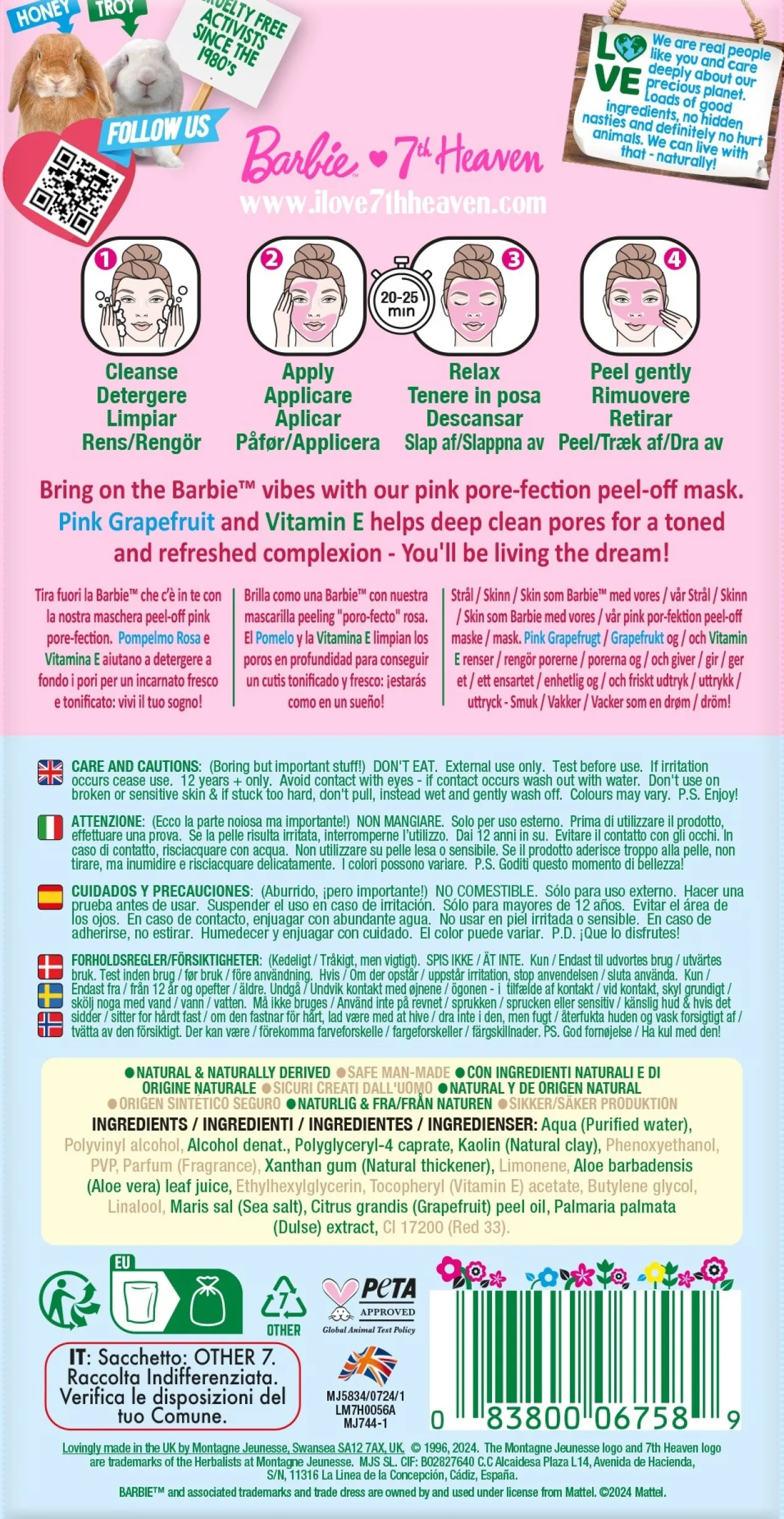Barbie Máscara Peel-Off com Toranja Rosa e Vitamina E