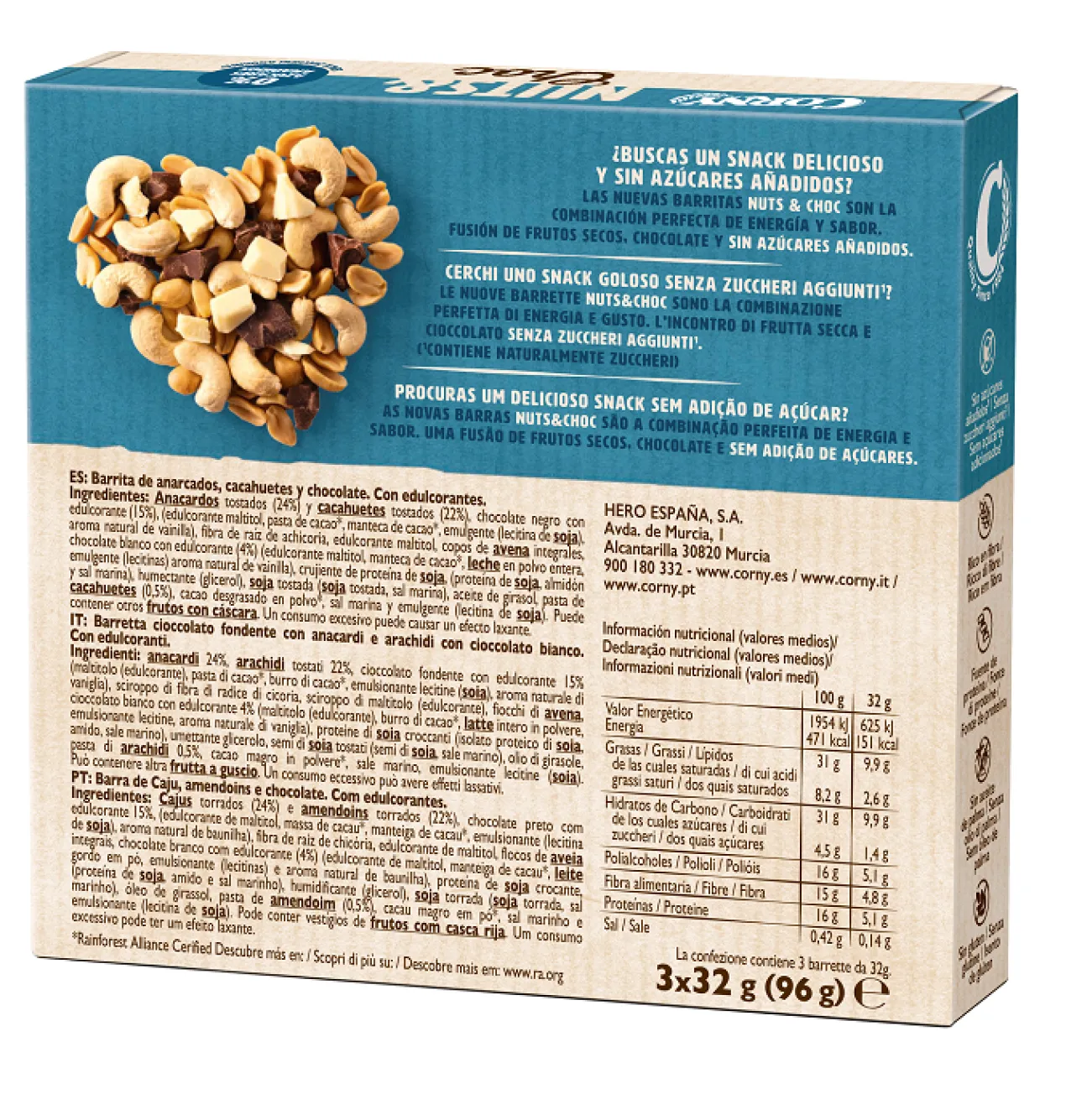 Barra Nutritiva Nuts & Choc Castanha de Caju com 2 Chocolates