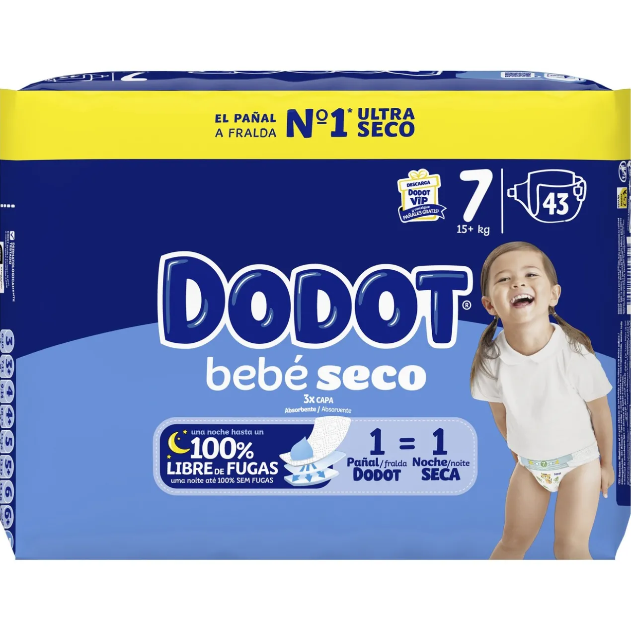 Bebé Seco Tamanho 7 Fraldas para Bebés 15kg+