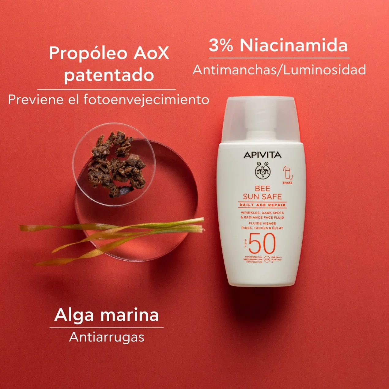 Bee Sun Safe Fluido Facial Reparador Anti-idade SPF50