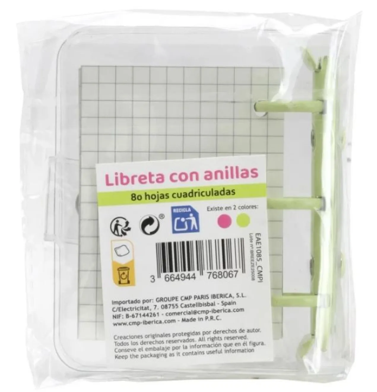 Bloco de Notas Argolas Capas de Plástico