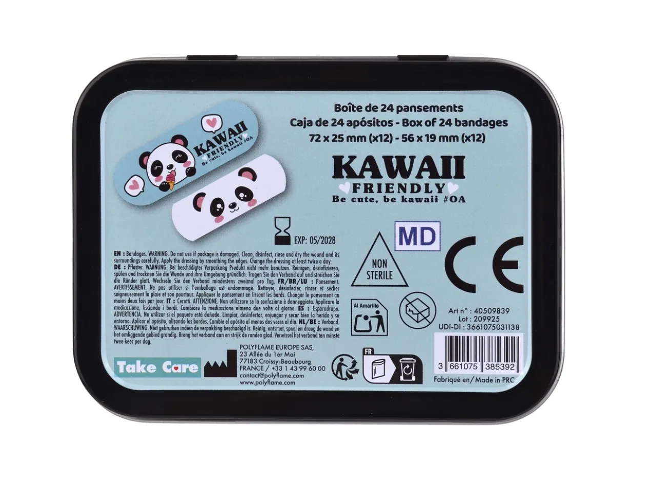 Caixa de Metal com Pensos Kawaii