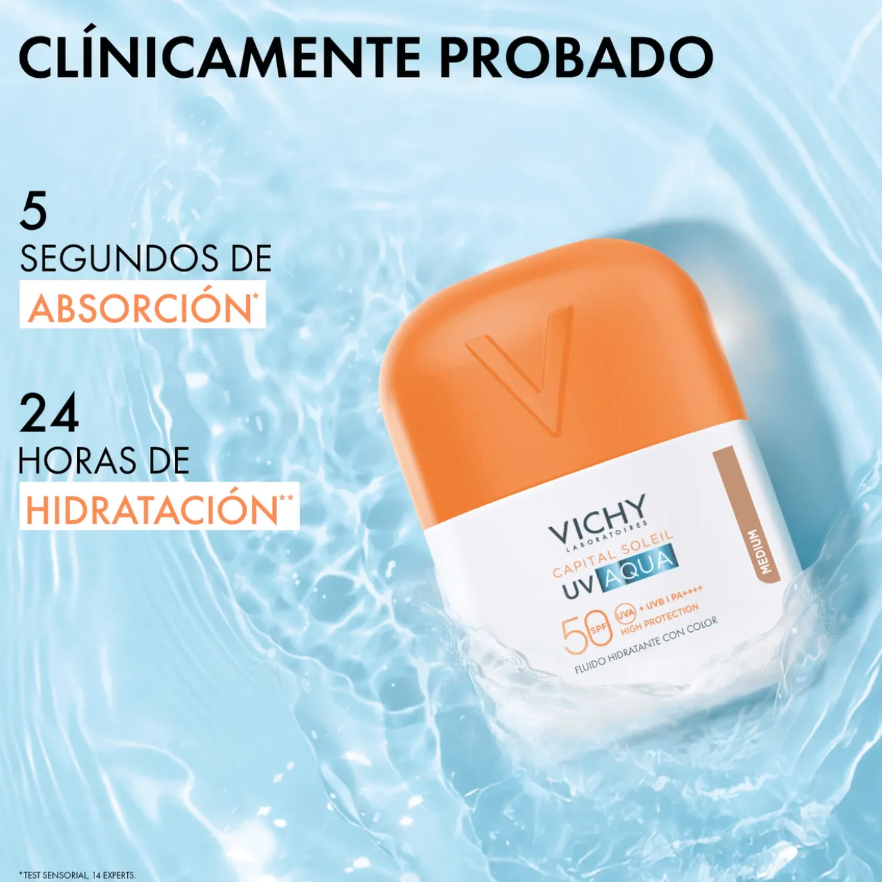 Capital Soleil UV Aqua Fluido Hidratante SPF50 tom médio