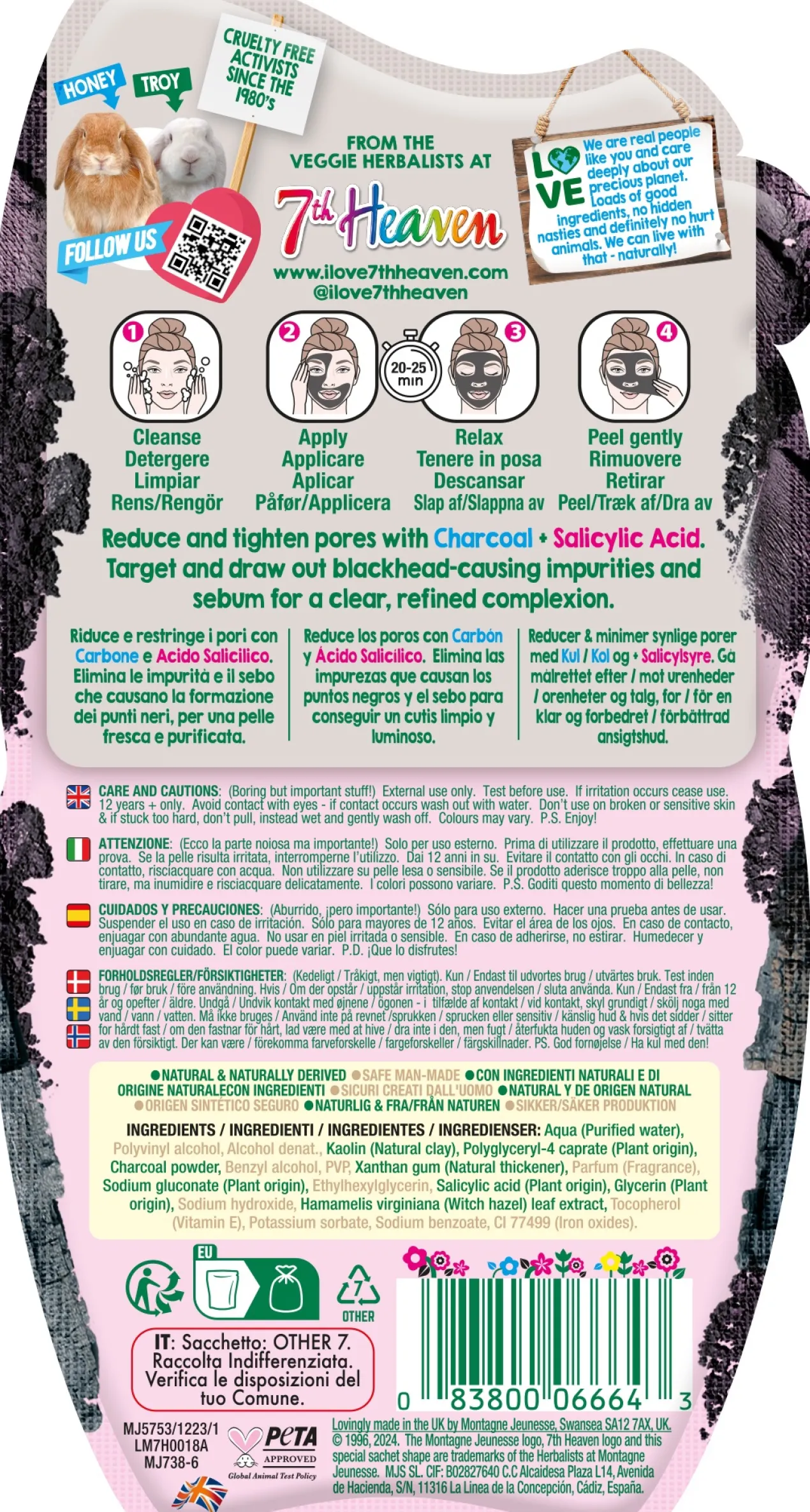 Charcoal Pore Refine Máscara Facial Peel-Off com Carvão Ativo e Ácido Salicílico