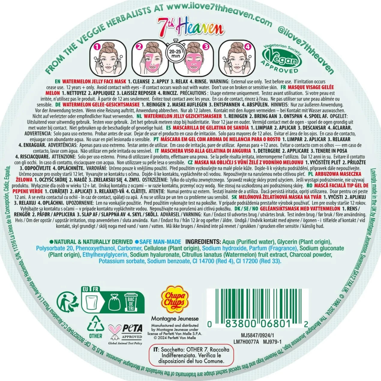 Chupa Chups Máscara Facial de Gelatina Melancia
