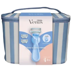 Coffret Nécessaire + Venus Máquina de Barbear e Recargas Zona Íntima + Suporte