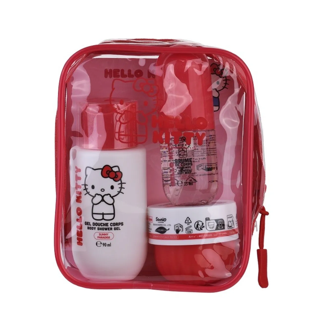 Coffret Viagem Hello Kitty Travel Case Sunny Paradise Creme + Bruma + Gel