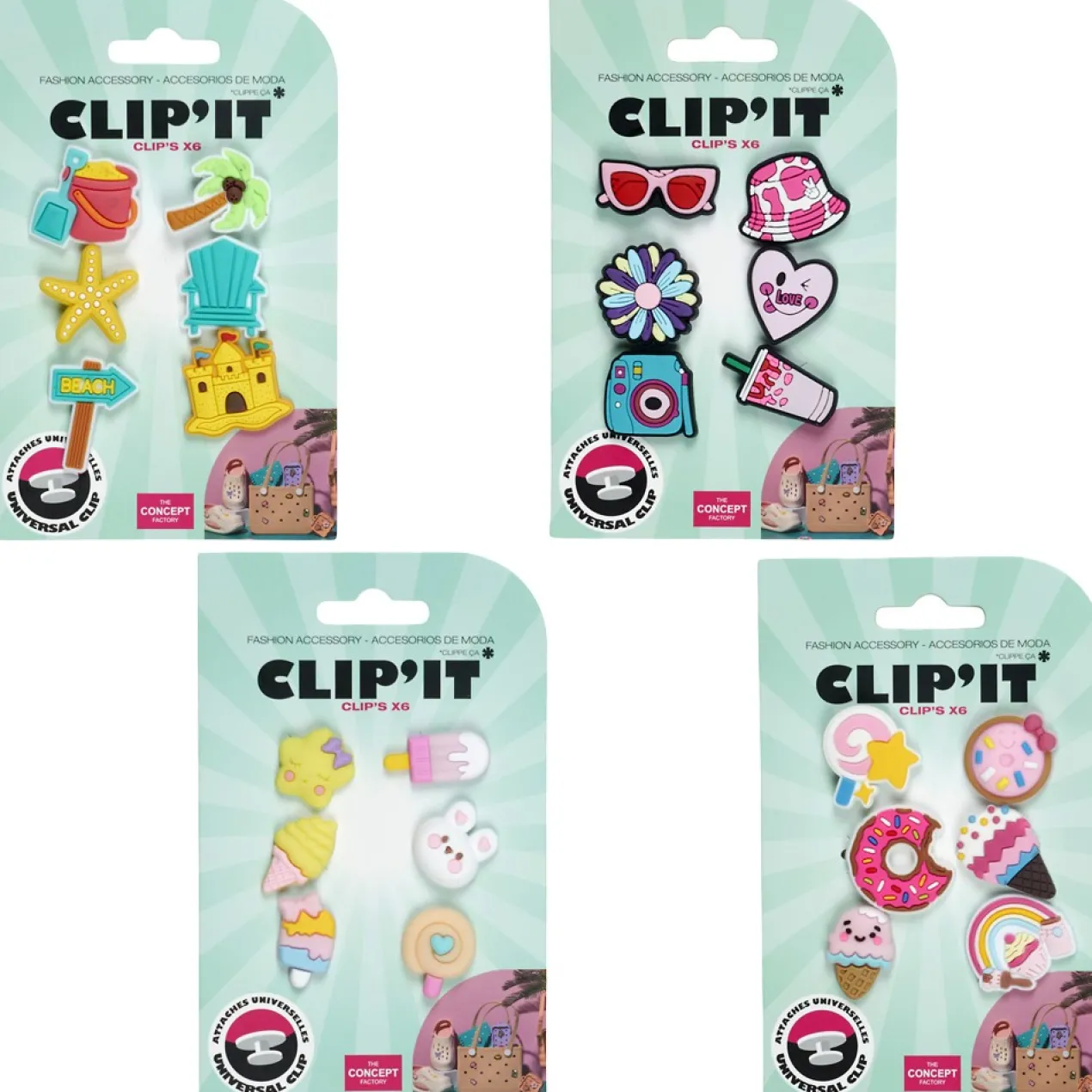 Conjunto 6 Charms Clip'It
