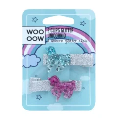 Conjunto 2 clipes Glitter Unicórnio