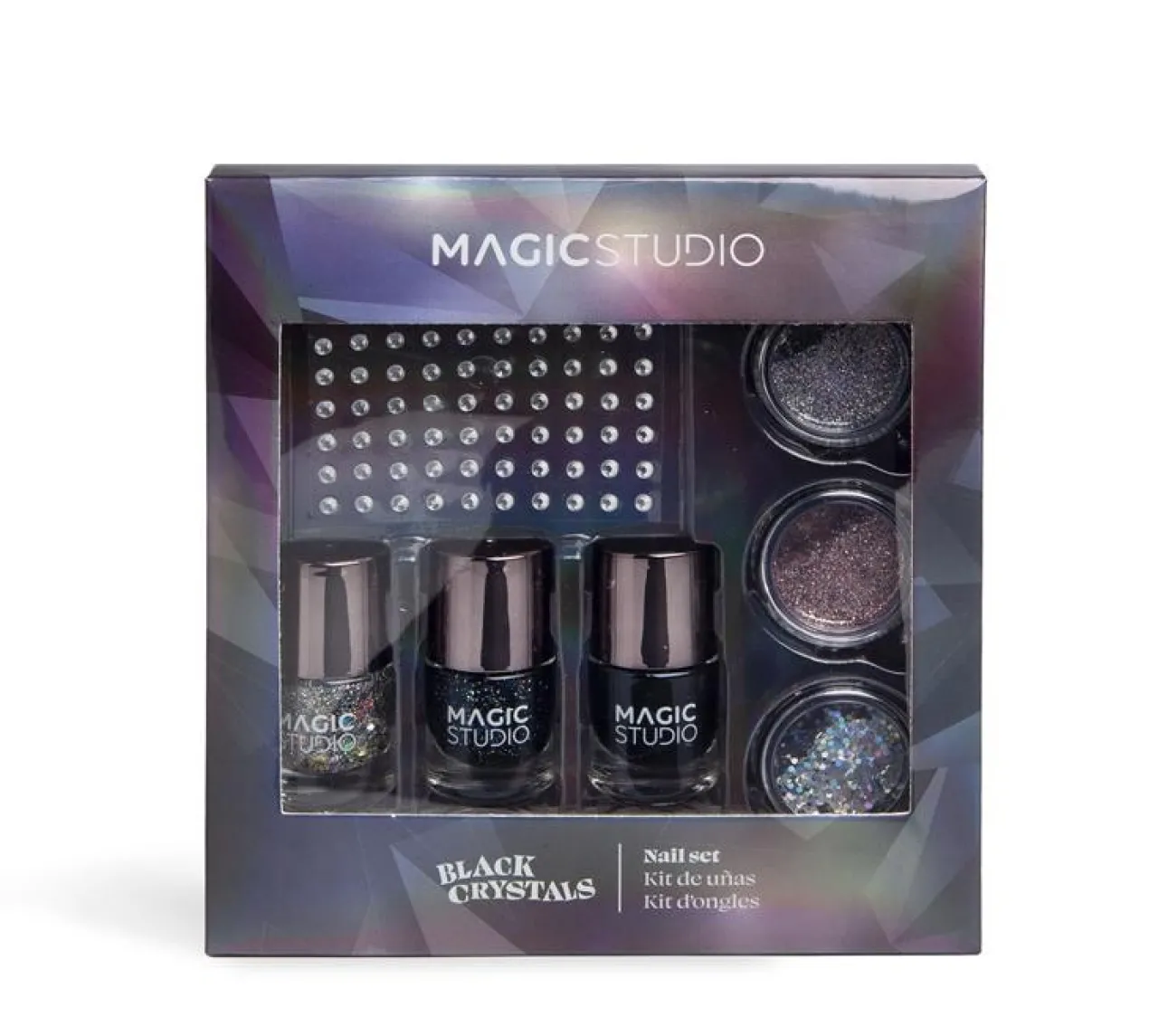 Conjunto Completo de Unhas Black Crystals