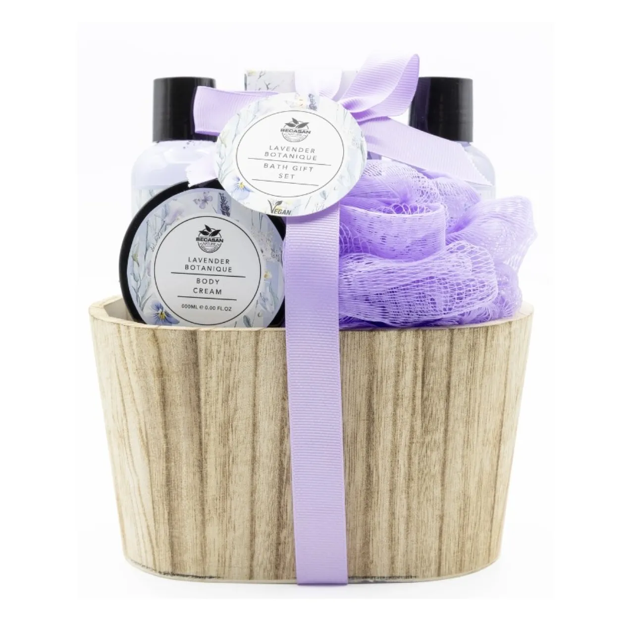 Conjunto de Banho Cubo de Madeira Lavender Botanique