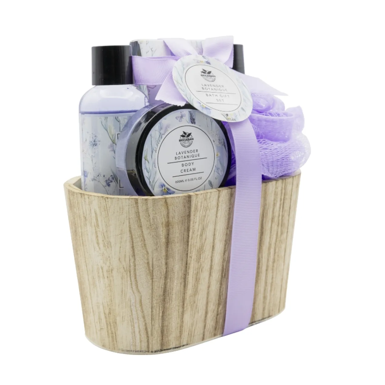 Conjunto de Banho Cubo de Madeira Lavender Botanique