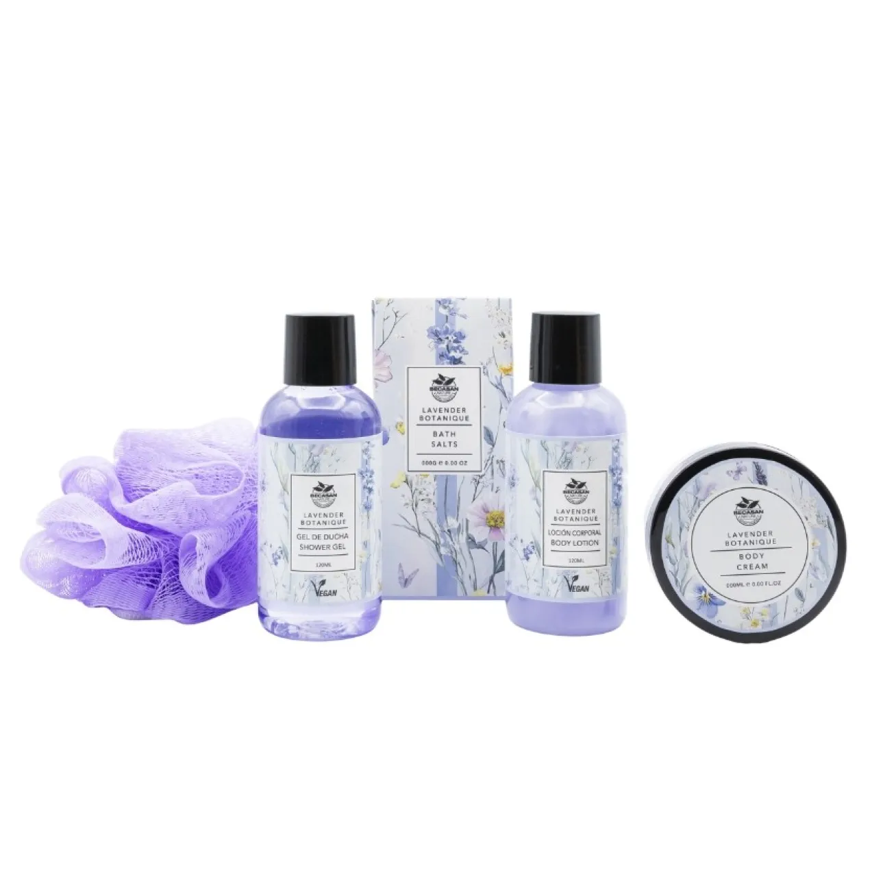 Conjunto de Banho Cubo de Madeira Lavender Botanique