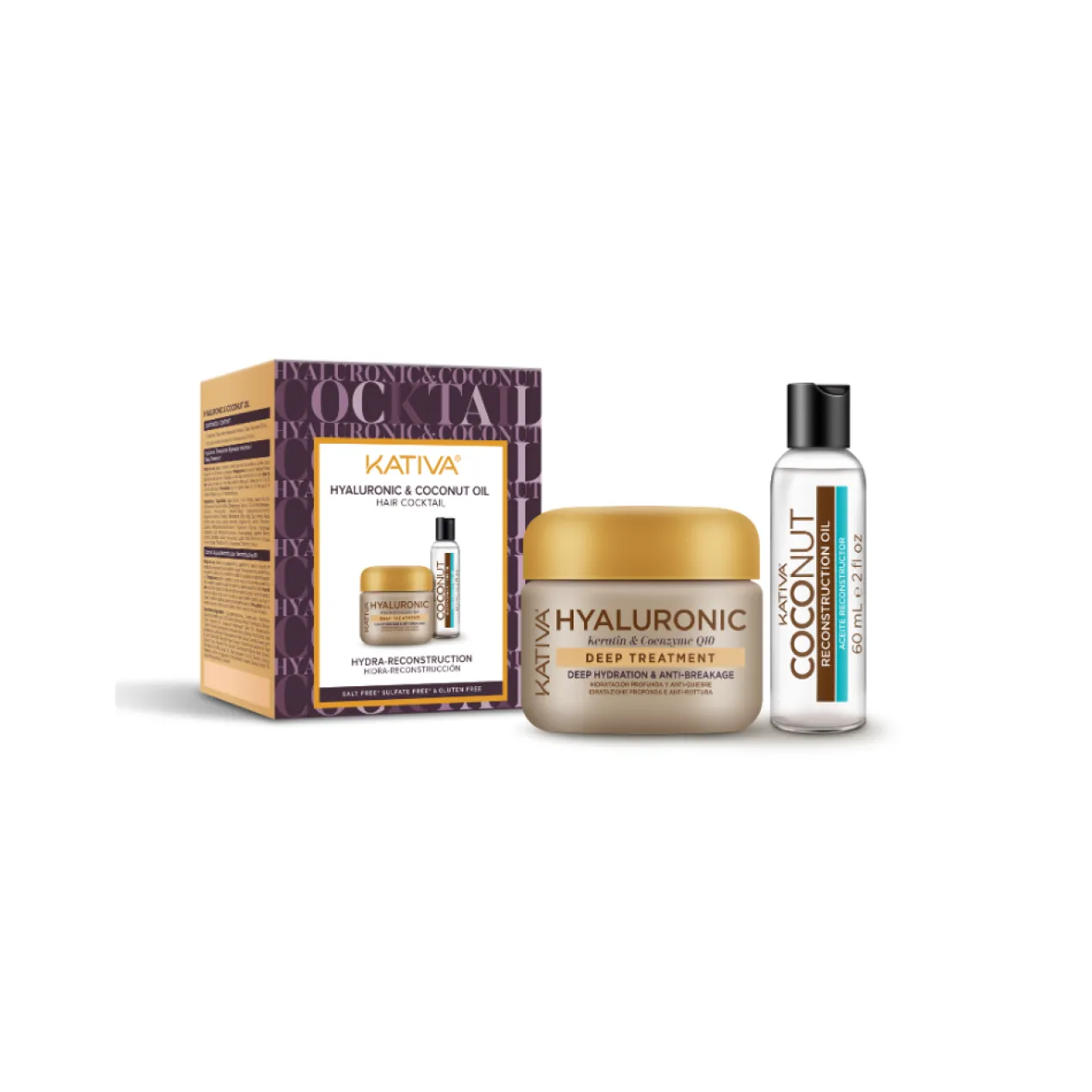 Conjunto Hyaluronic & Coconut Oil Hair Cocktail Hydra-Reconstrução