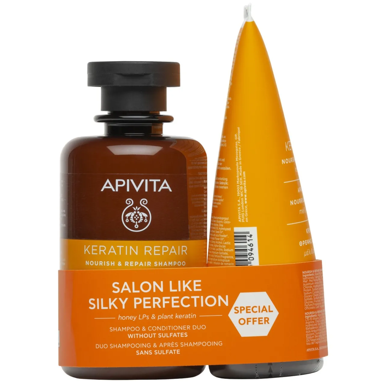 Conjunto Keratin Repair Champô e Condicionador Sem Sulfatos