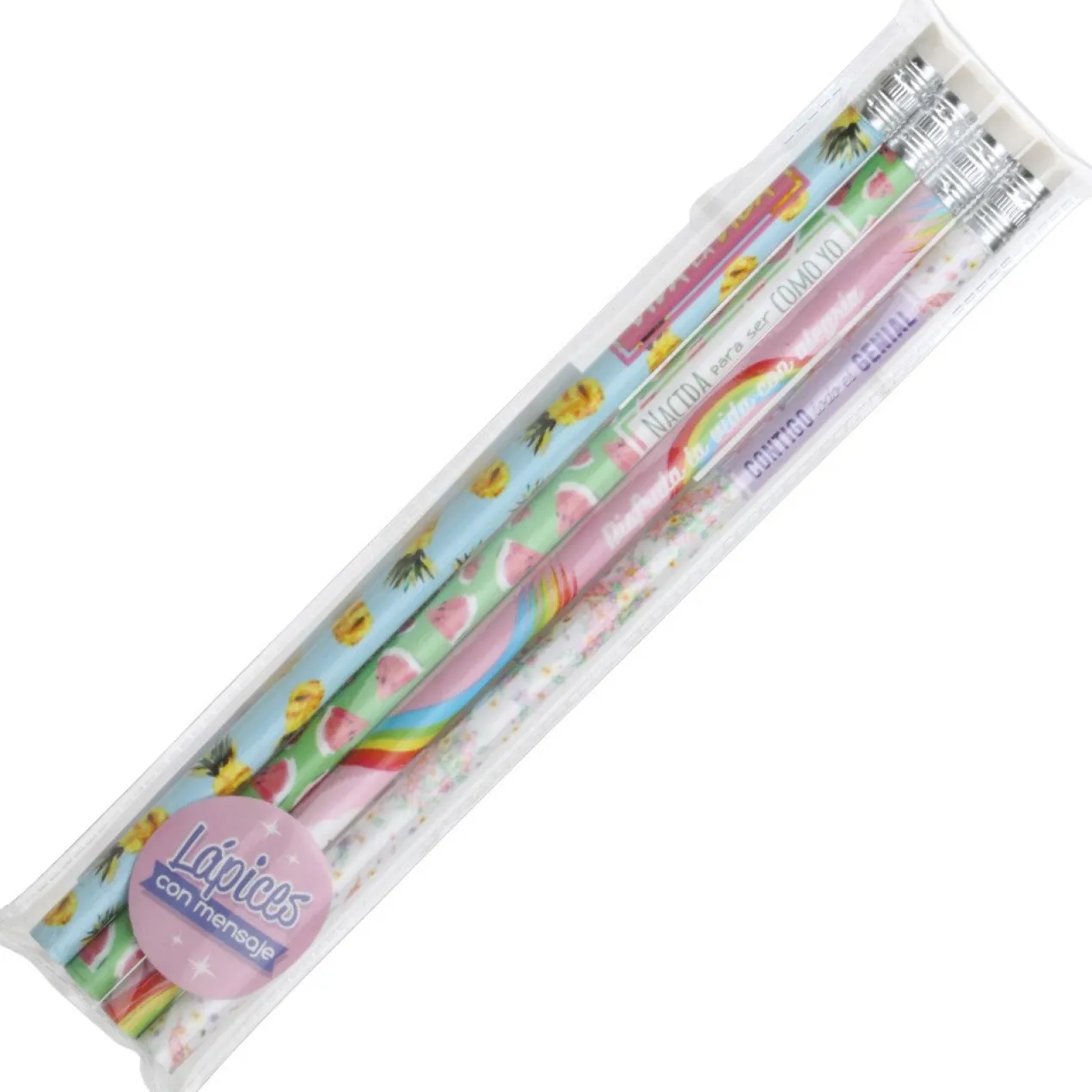 Conjunto 4 Lápis com Borracha com Mensagens