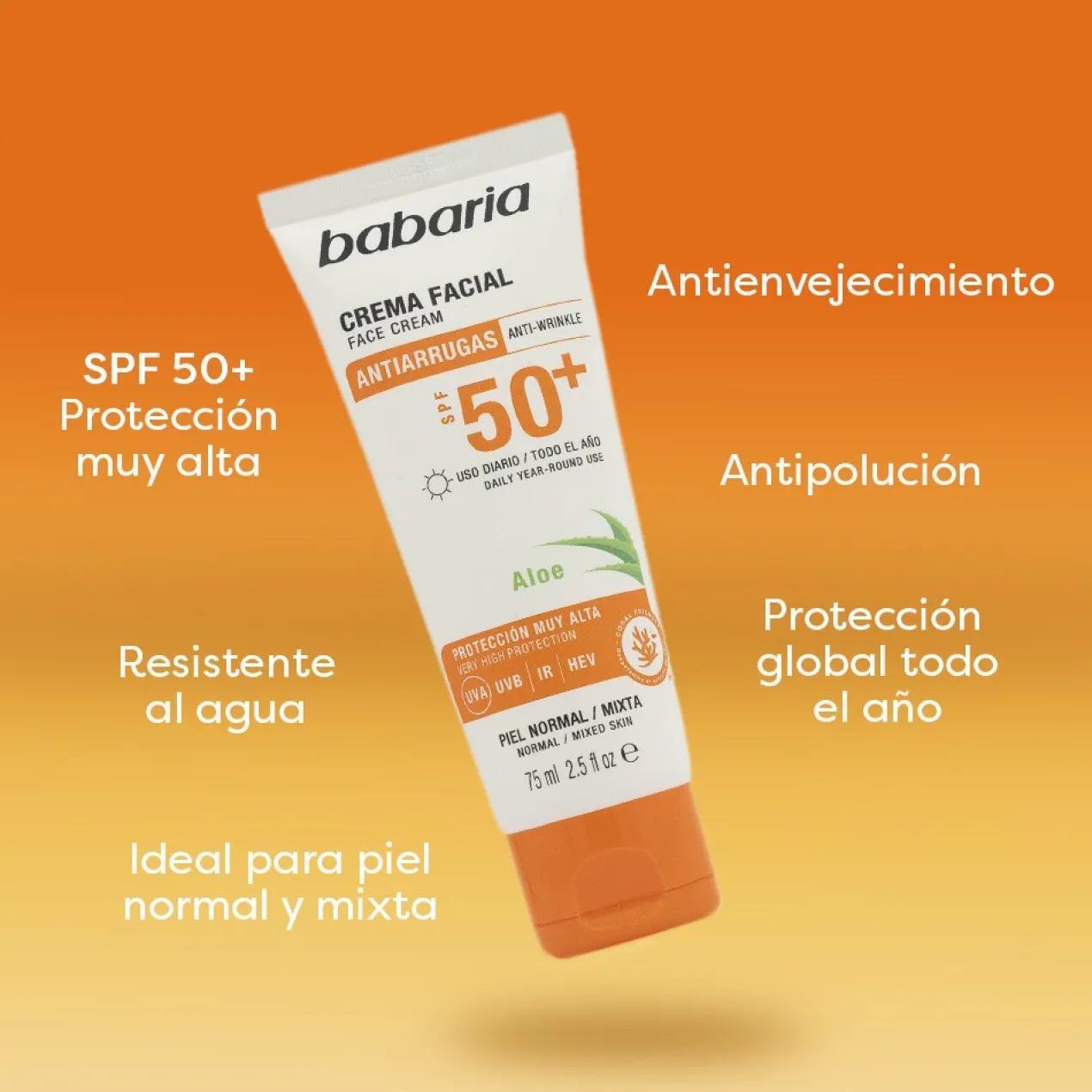 Creme Facial Solar com Aloe Vera SPF 50+