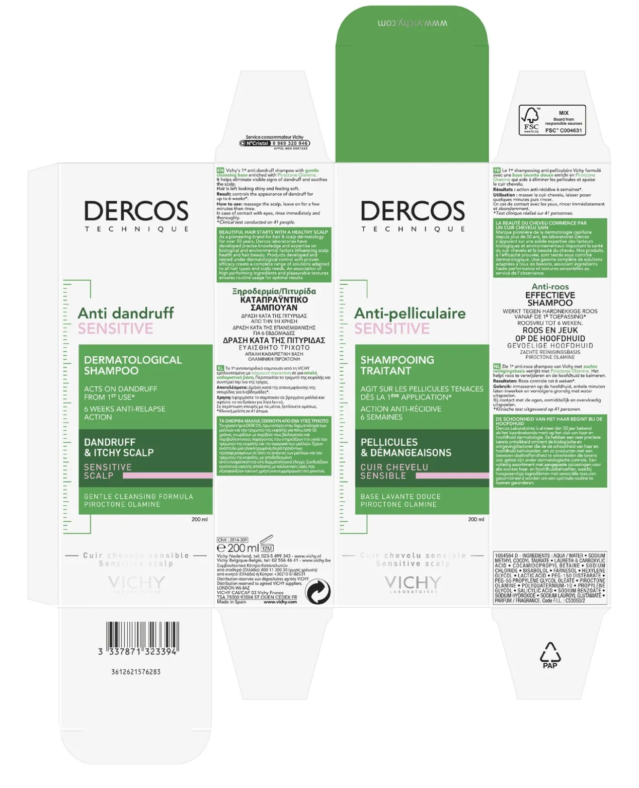 Dercos Champô Anticaspa para Couro Cabeludo Sensível