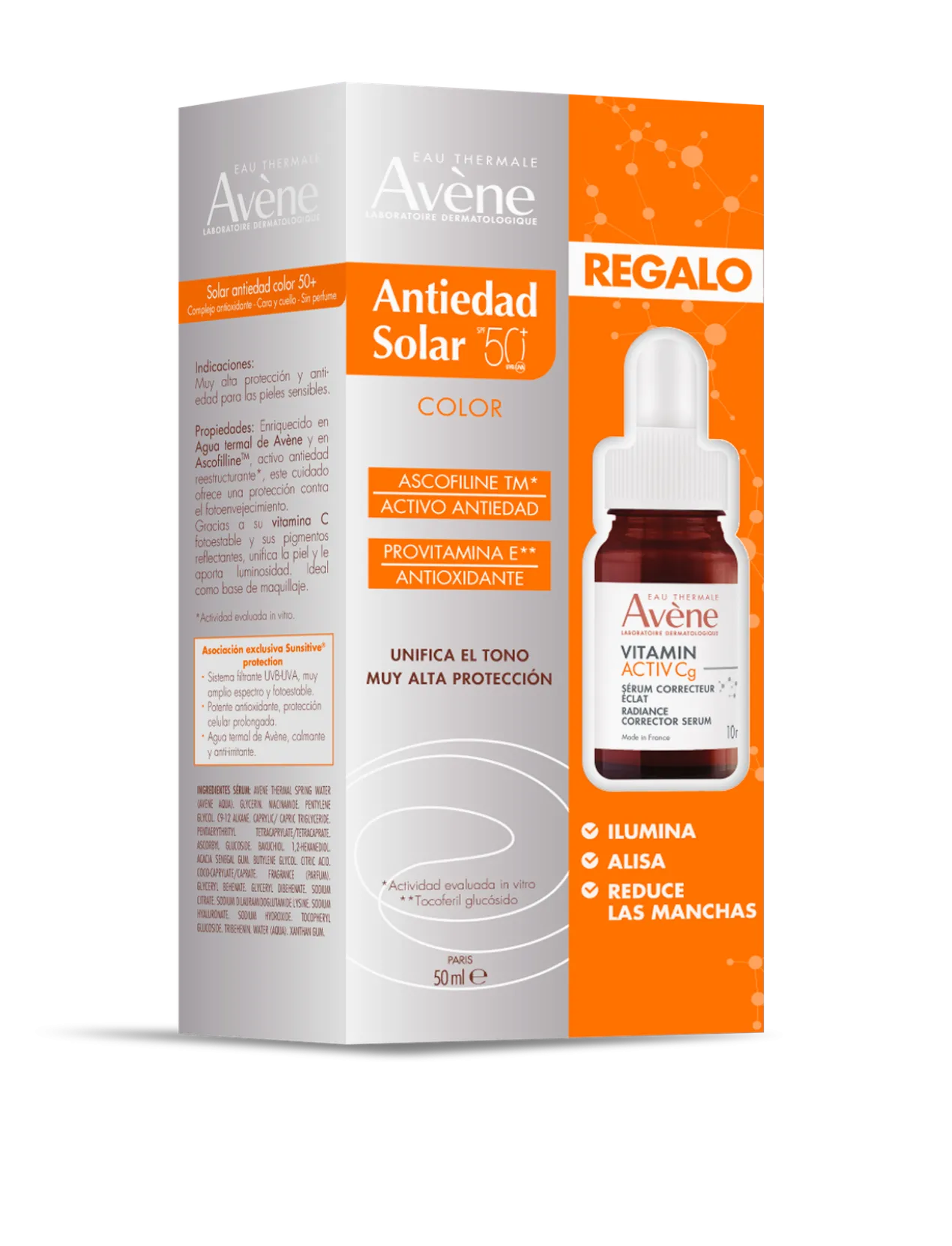 Eau Thermale Kit Solar Anti-idade + Serum Vitamin Activ Cg com Cor