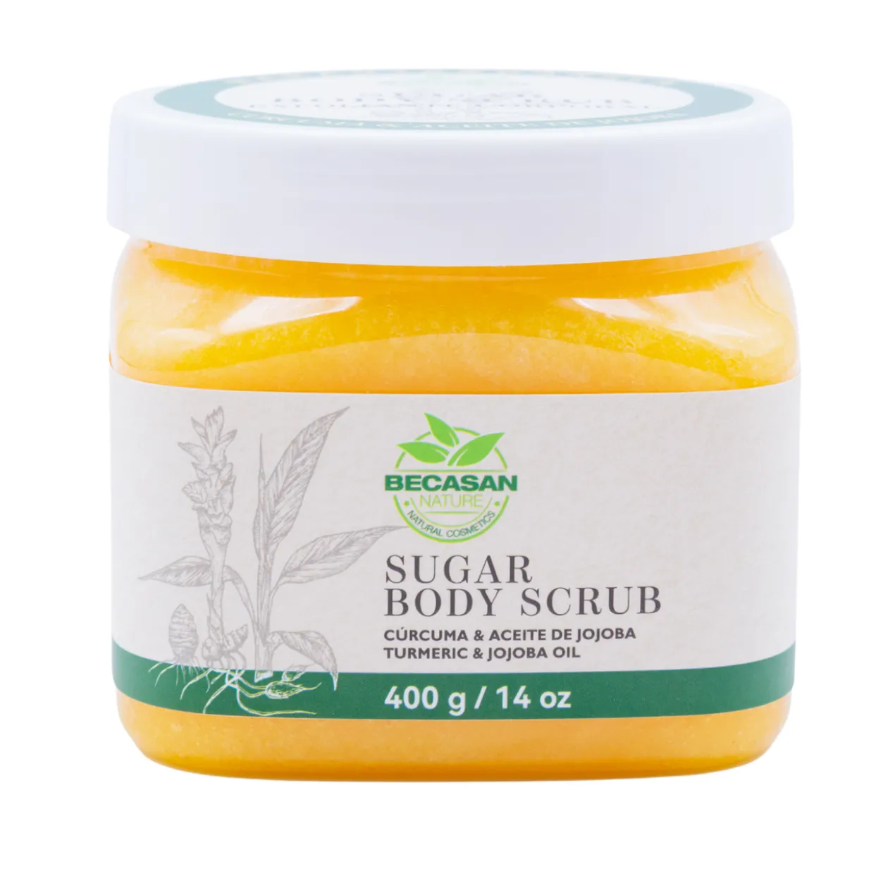 Esfoliante Corporal de Açúcar com Cúrcuma e Óleo de Jojoba