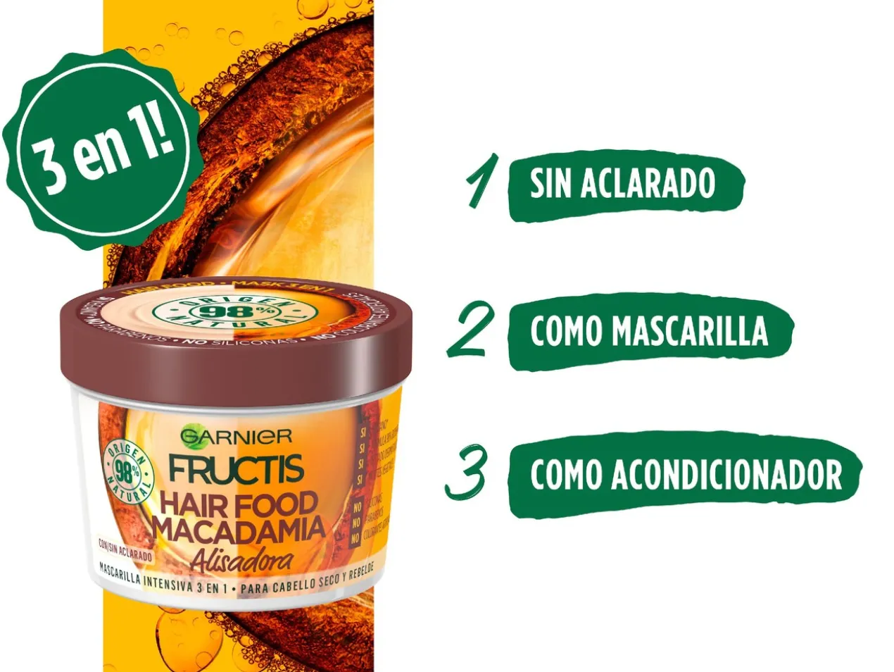 Fructis Hair Food Coco Máscara 3 em 1 Alisadora