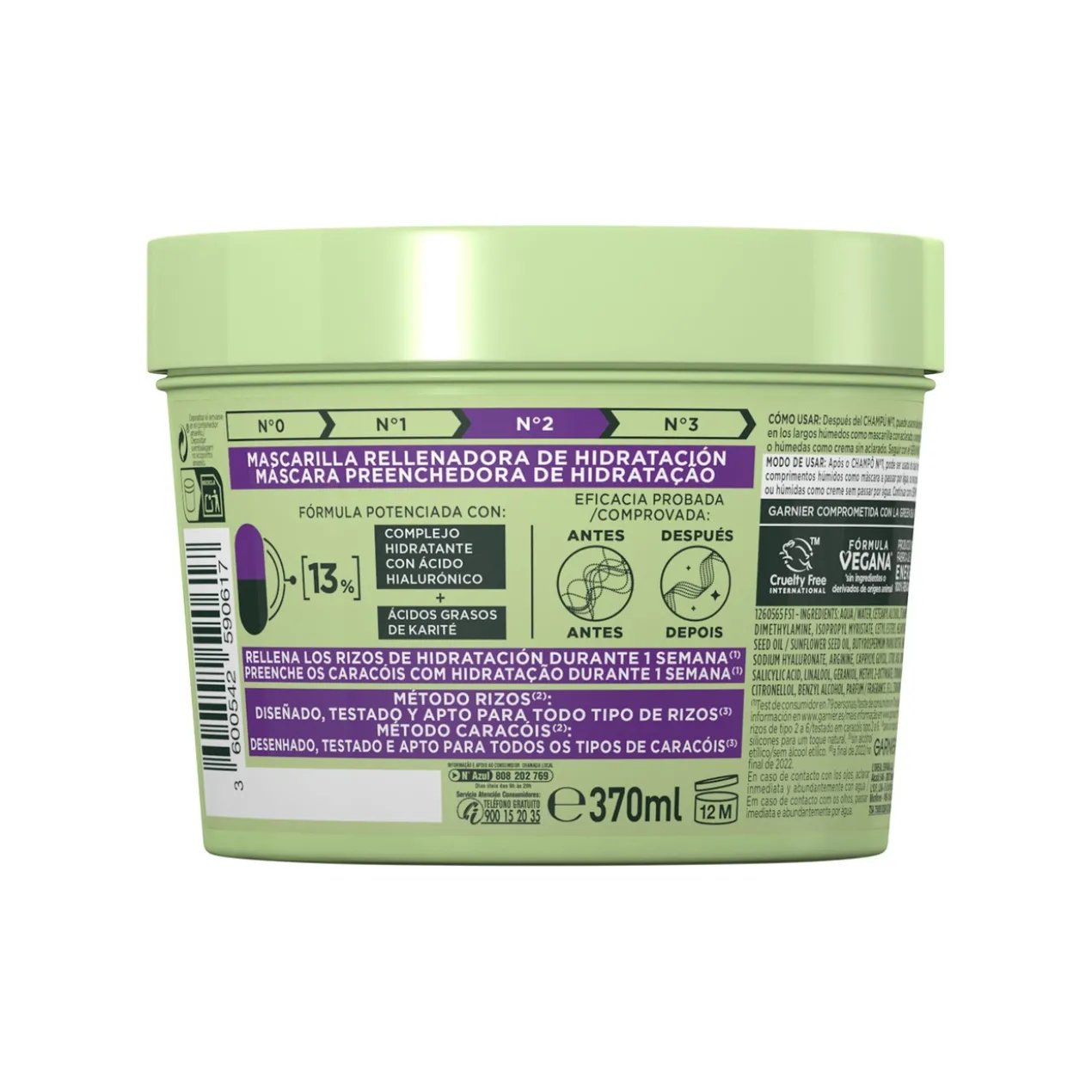 Fructis Tratamento Caracóis Máscara N.º2 para Caracóis Hidratados