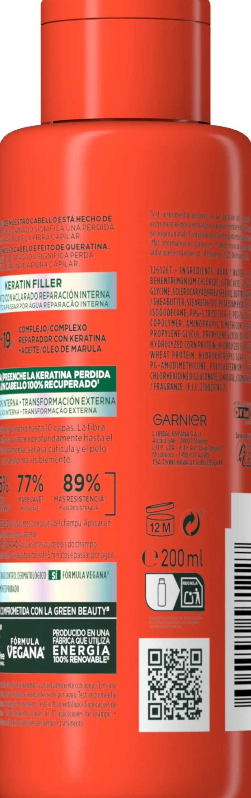 Fructis Tratamento Intensivo Keratin Filler Adeus Danos com Óleo de Marula