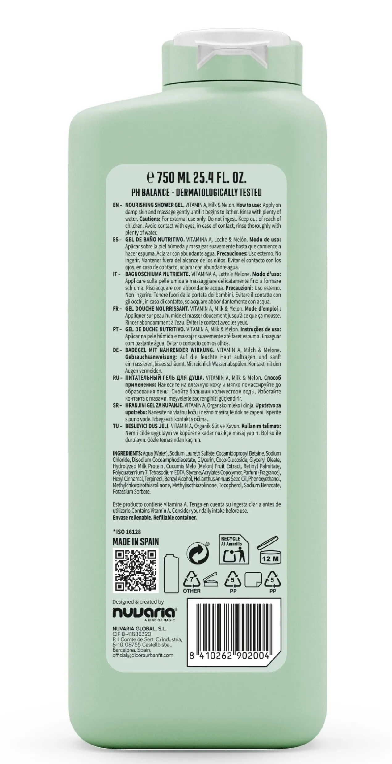Gel de Banho Vitamin A Leite e Melão