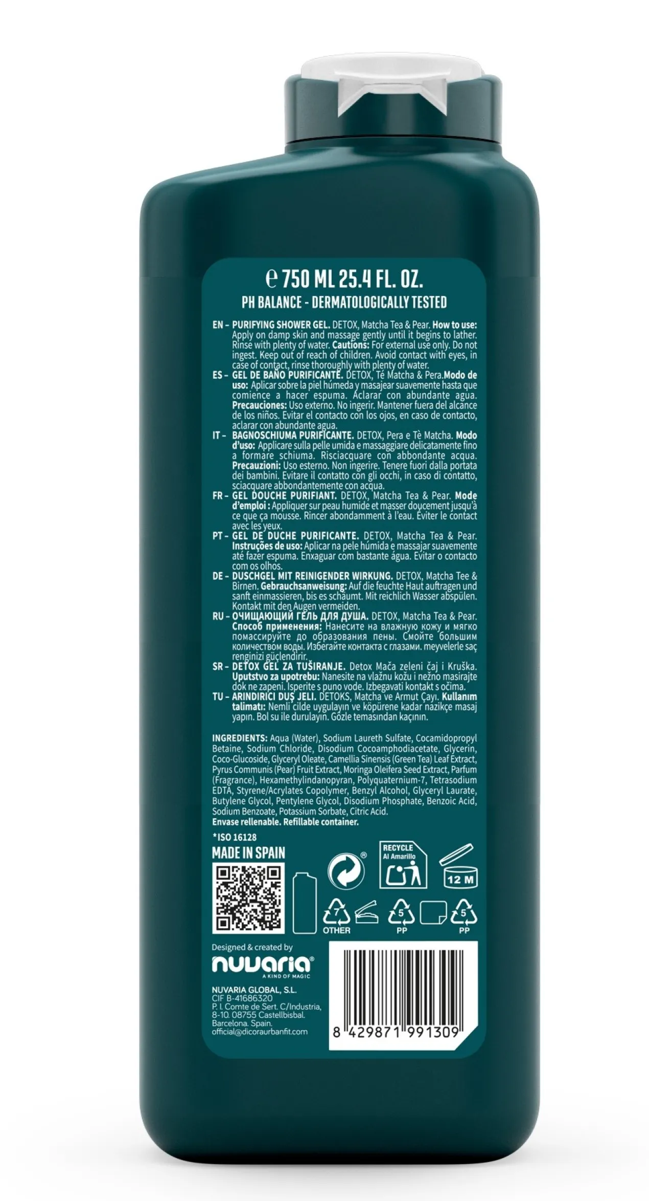 Gel de Duche Purificante Detox Chá Matcha & Pera