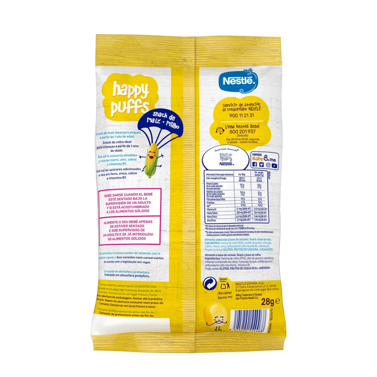 Happy Puffs Milho Natural Snack à base de milho