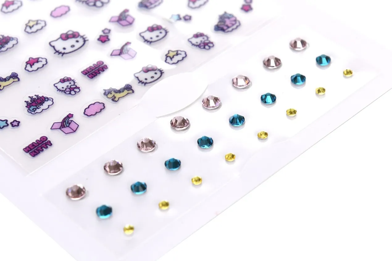 Hello Kitty Autocolantes e Pedras Strass para Decoração de Unhas