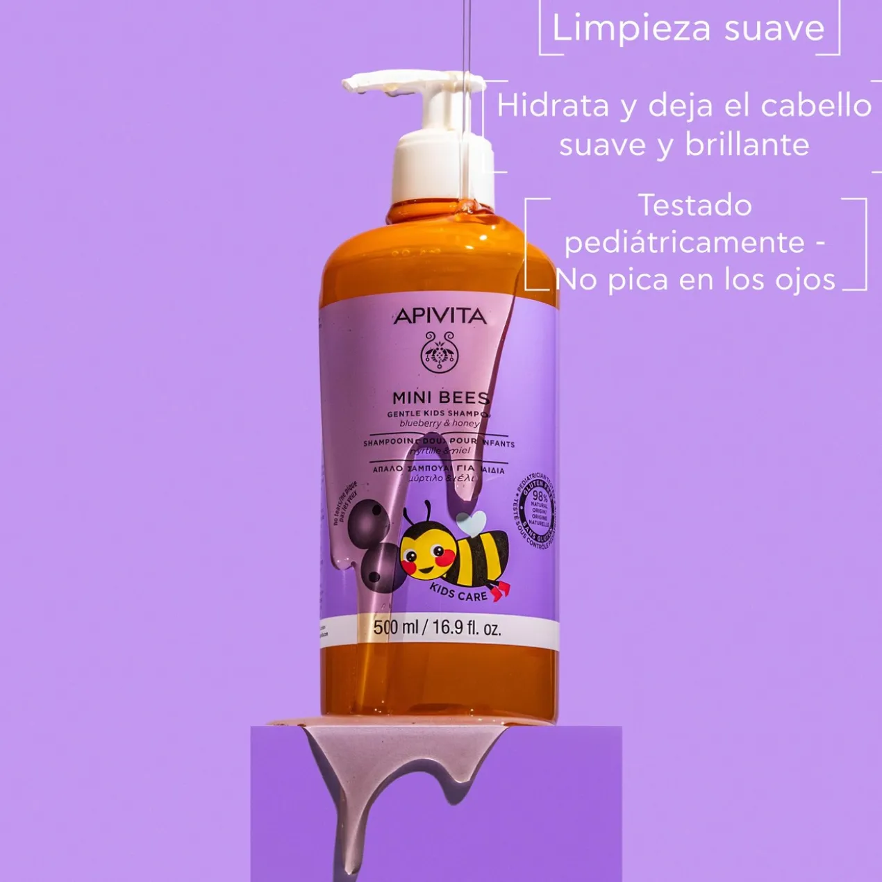 Kids Mini Bees Champô Suave de Mirtilo e Mel