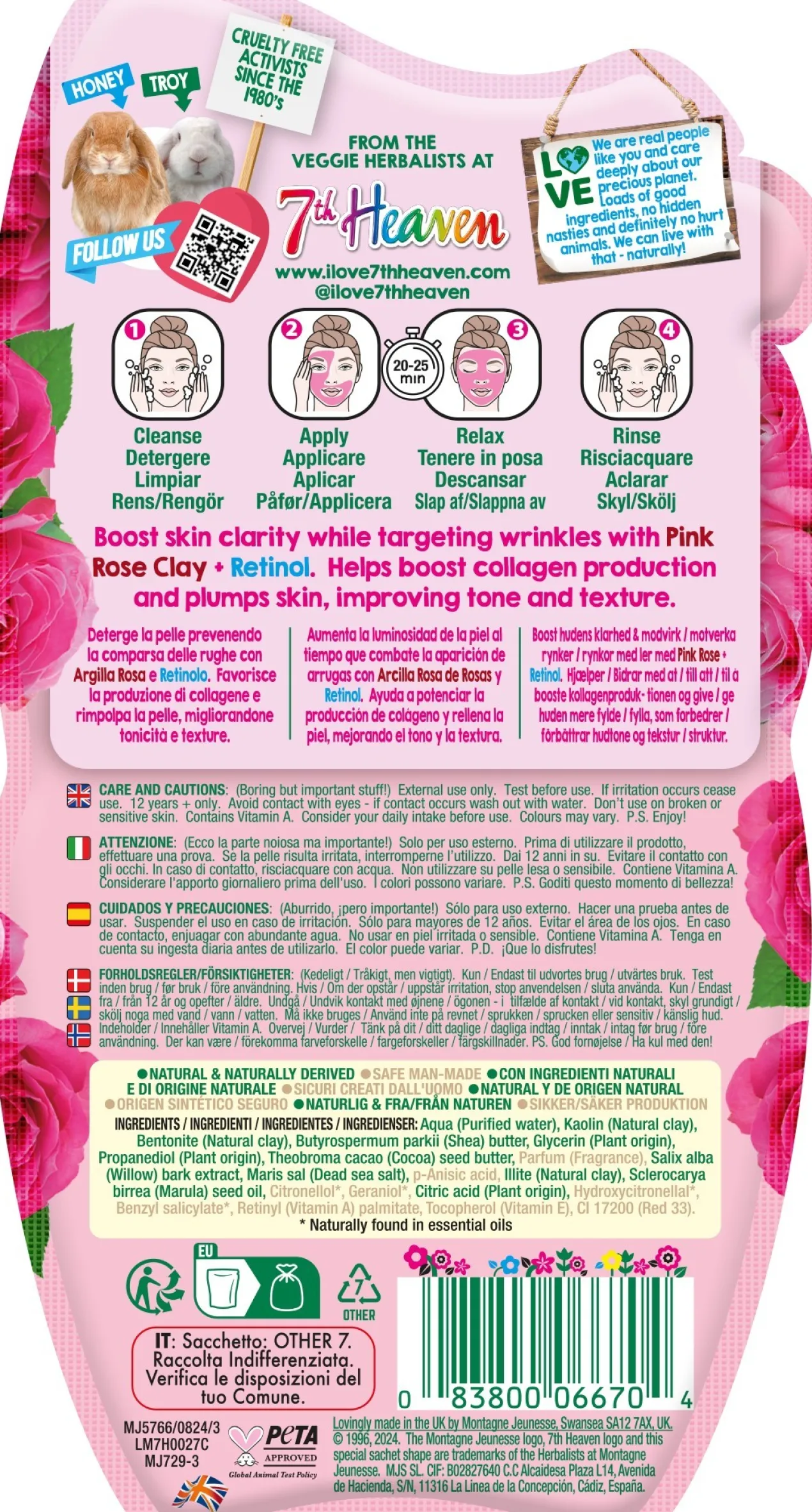 Máscara Argila Rosa de Rosas com Retinol Equilibra e Matifica