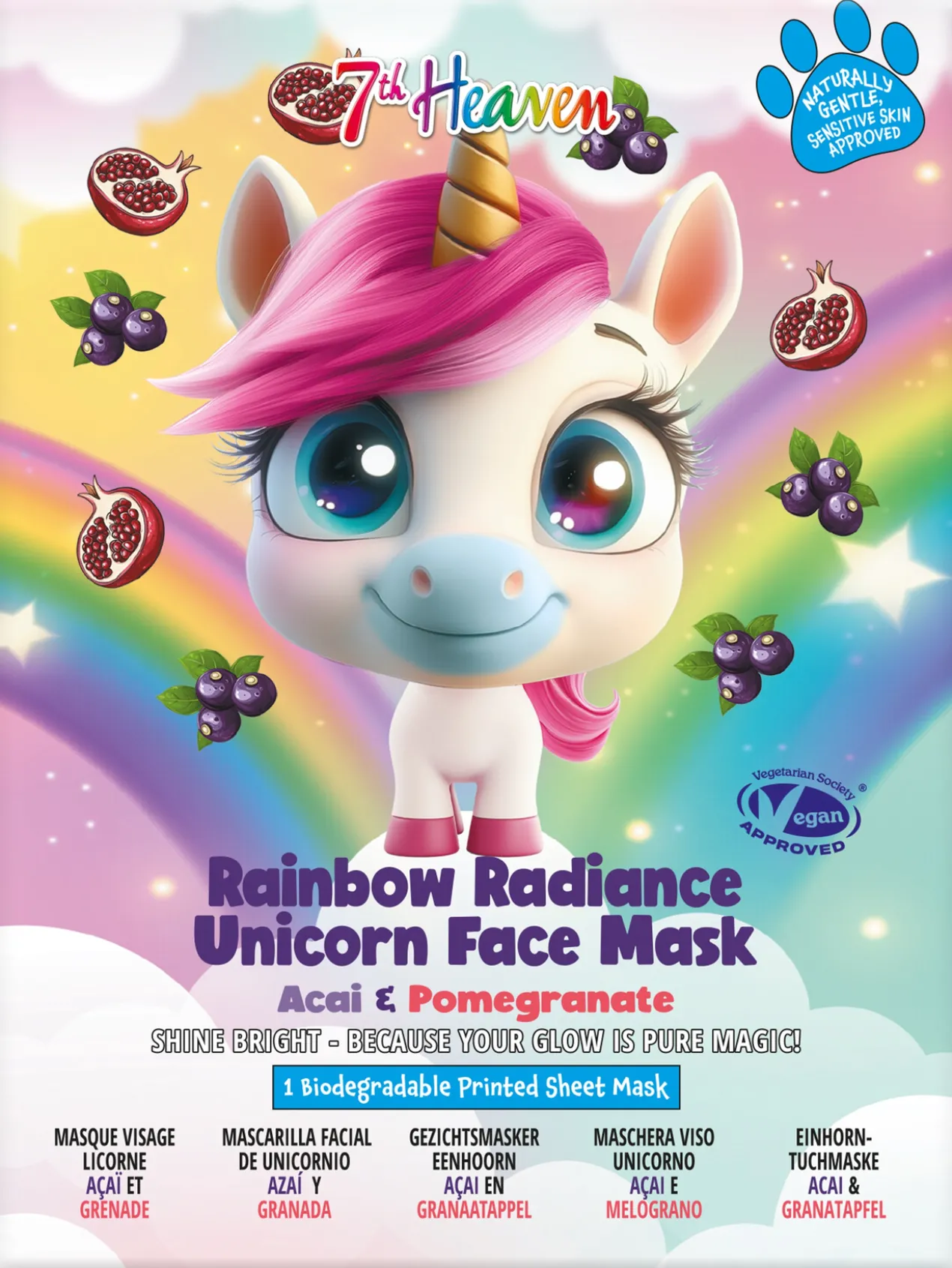 Máscara Facial Animal Mask Unicórnio Yuzu e Camu Camu