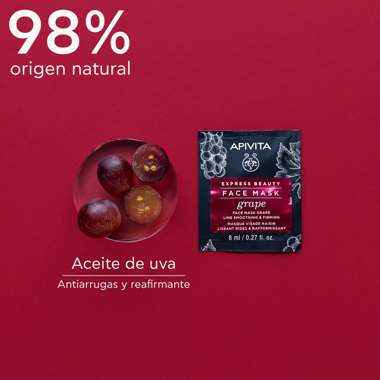 Máscara Facial Antirrugas e Reafirmante Uva