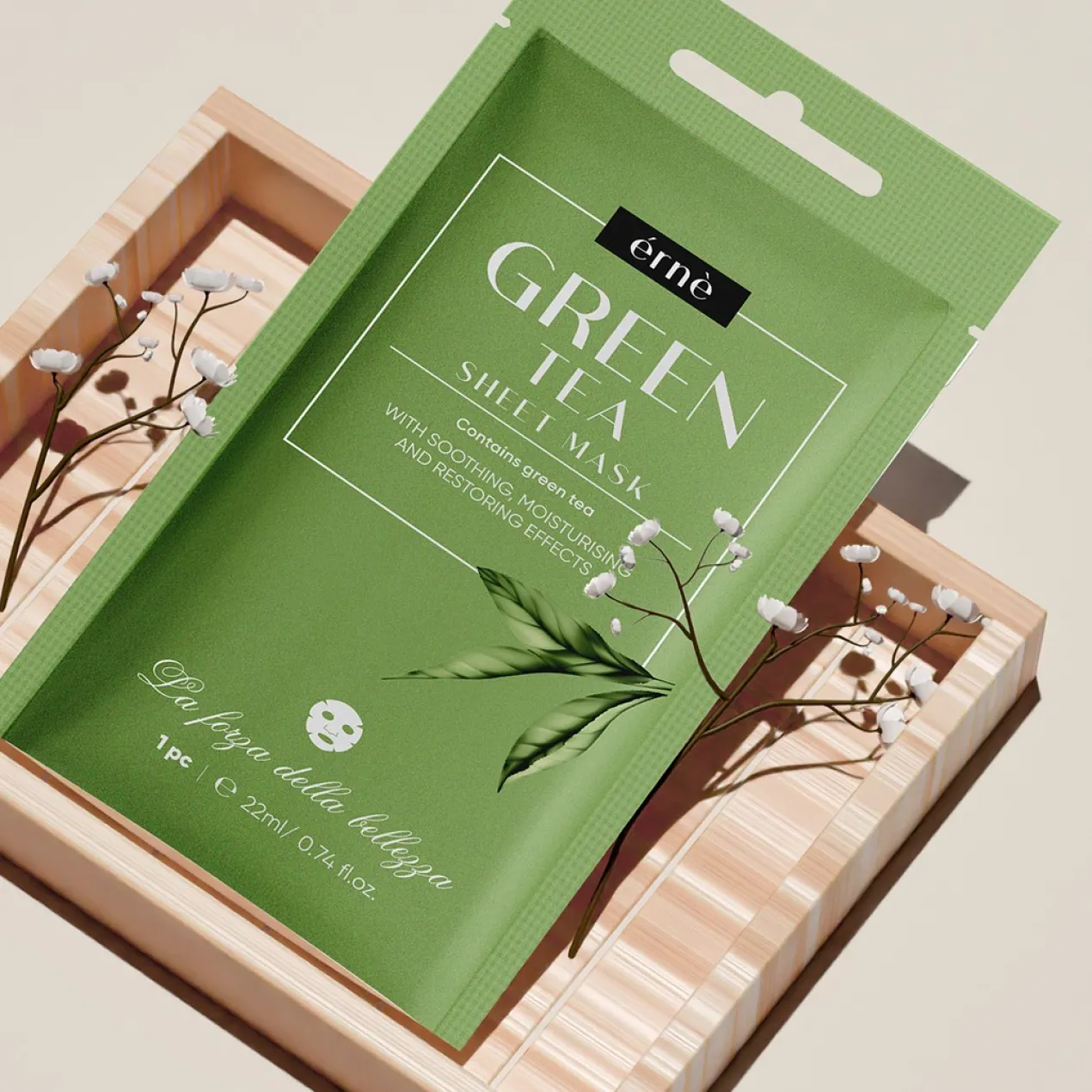 Máscara Facial Calmante com Chá-verde