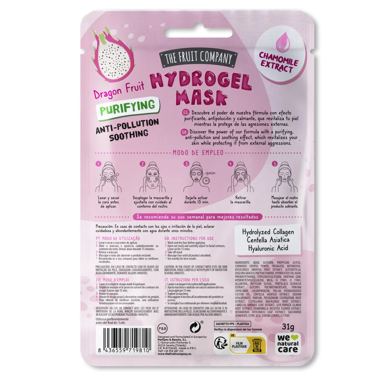 Máscara Facial de Hidrogel Purificante Pitaya