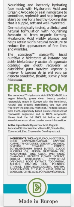 Máscara Facial Hidratante com Ácido Hialurónico