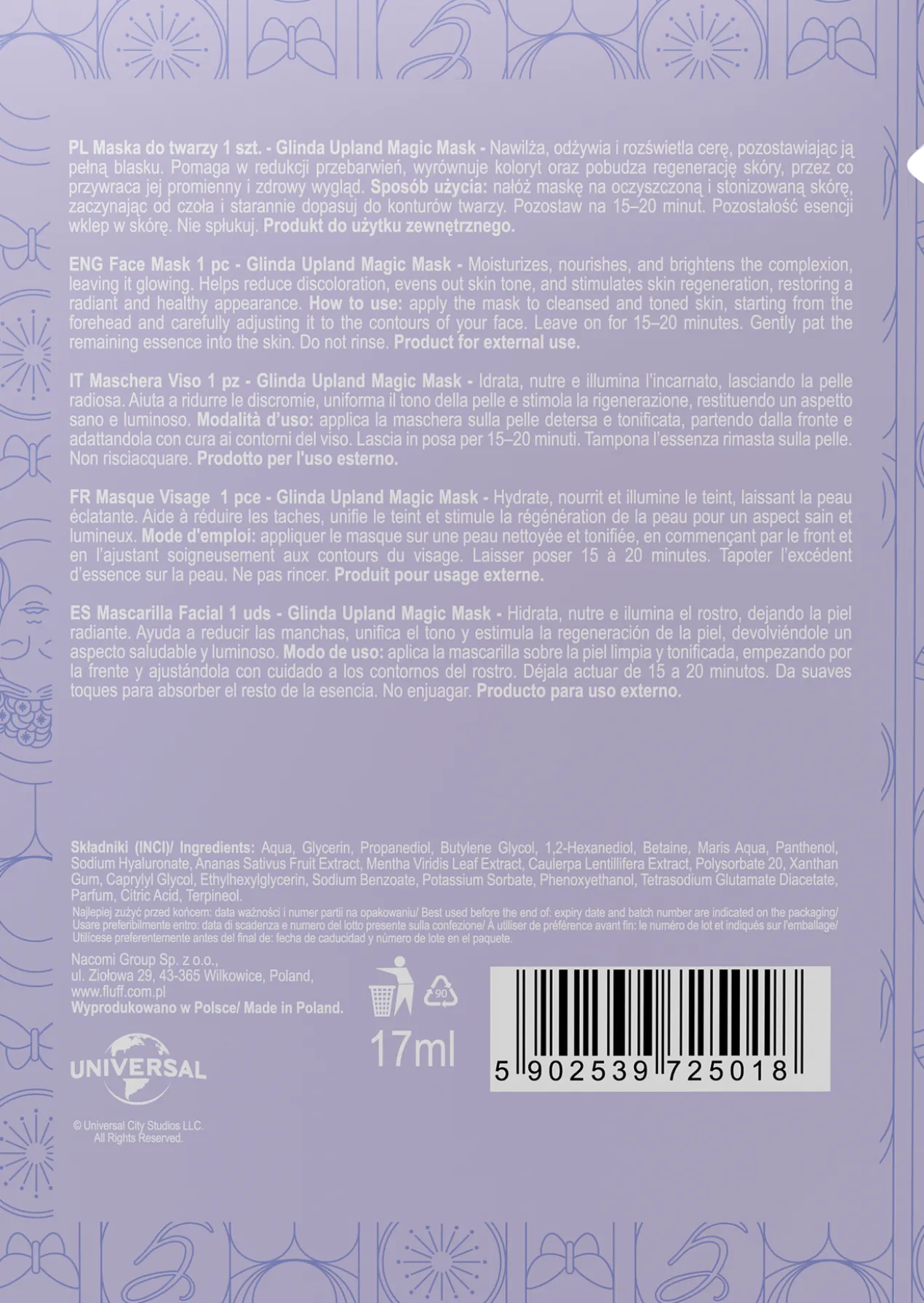 Máscara Facial Iluminadora e Nutritiva Wicked Glinda Upland Magic Mask