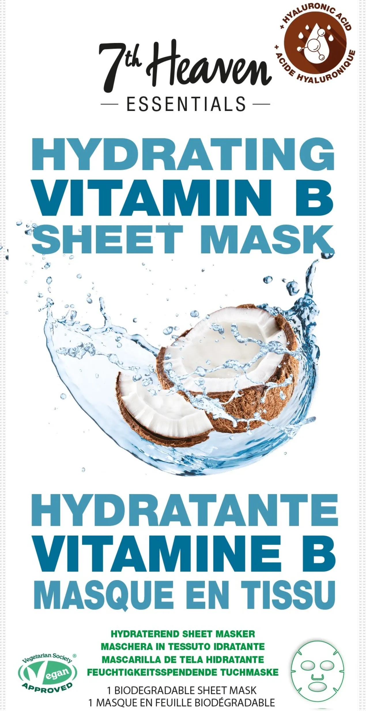 Máscara Hidratante Essentials Vit B e Ácido Hialurónico Coco