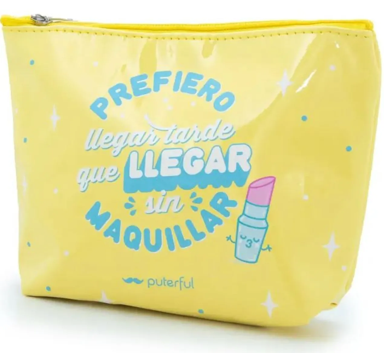 Necessaire Amarelo "Prefiero Llegar Tarde"