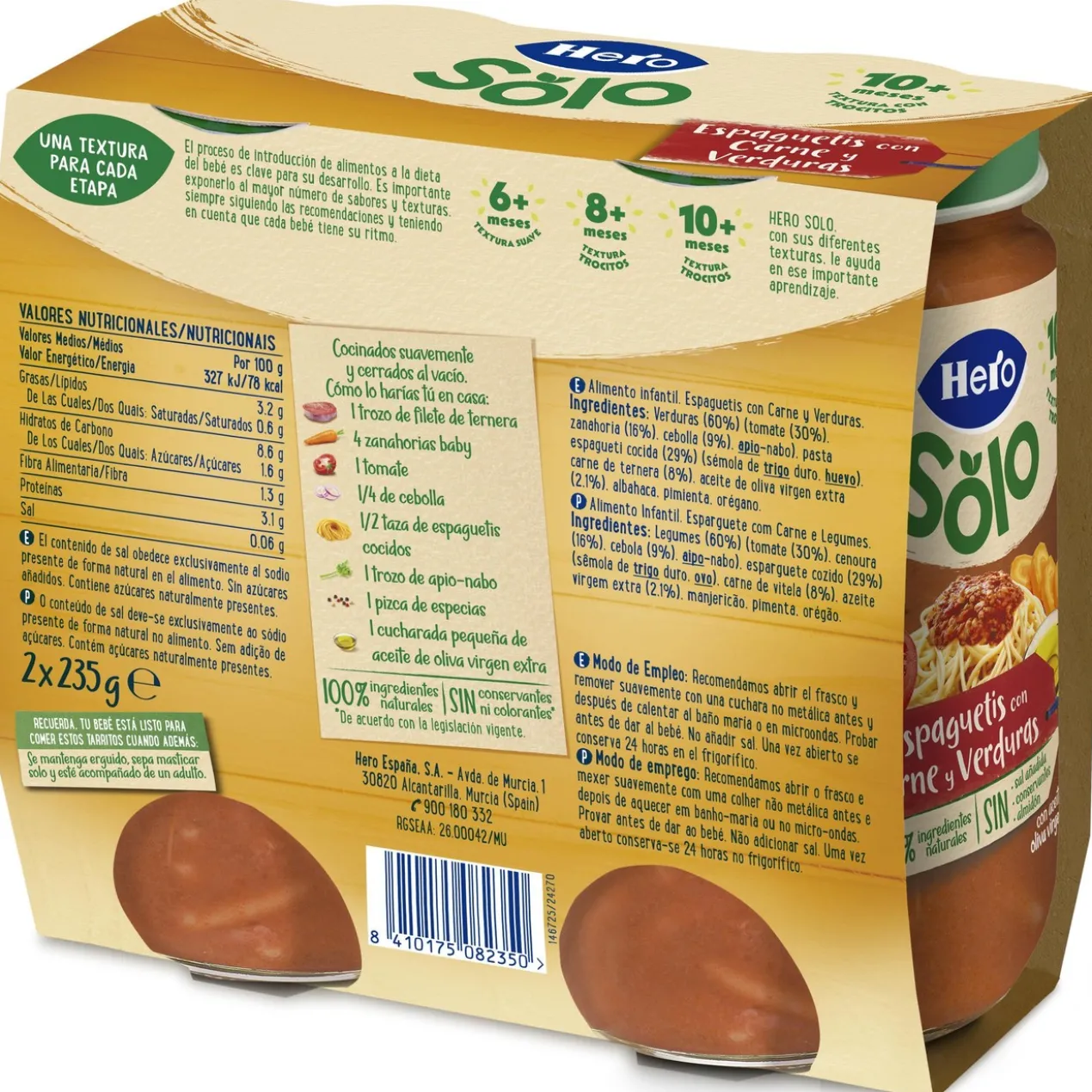 Pack Boião Esparguete com Carne e Legumes +10 Meses