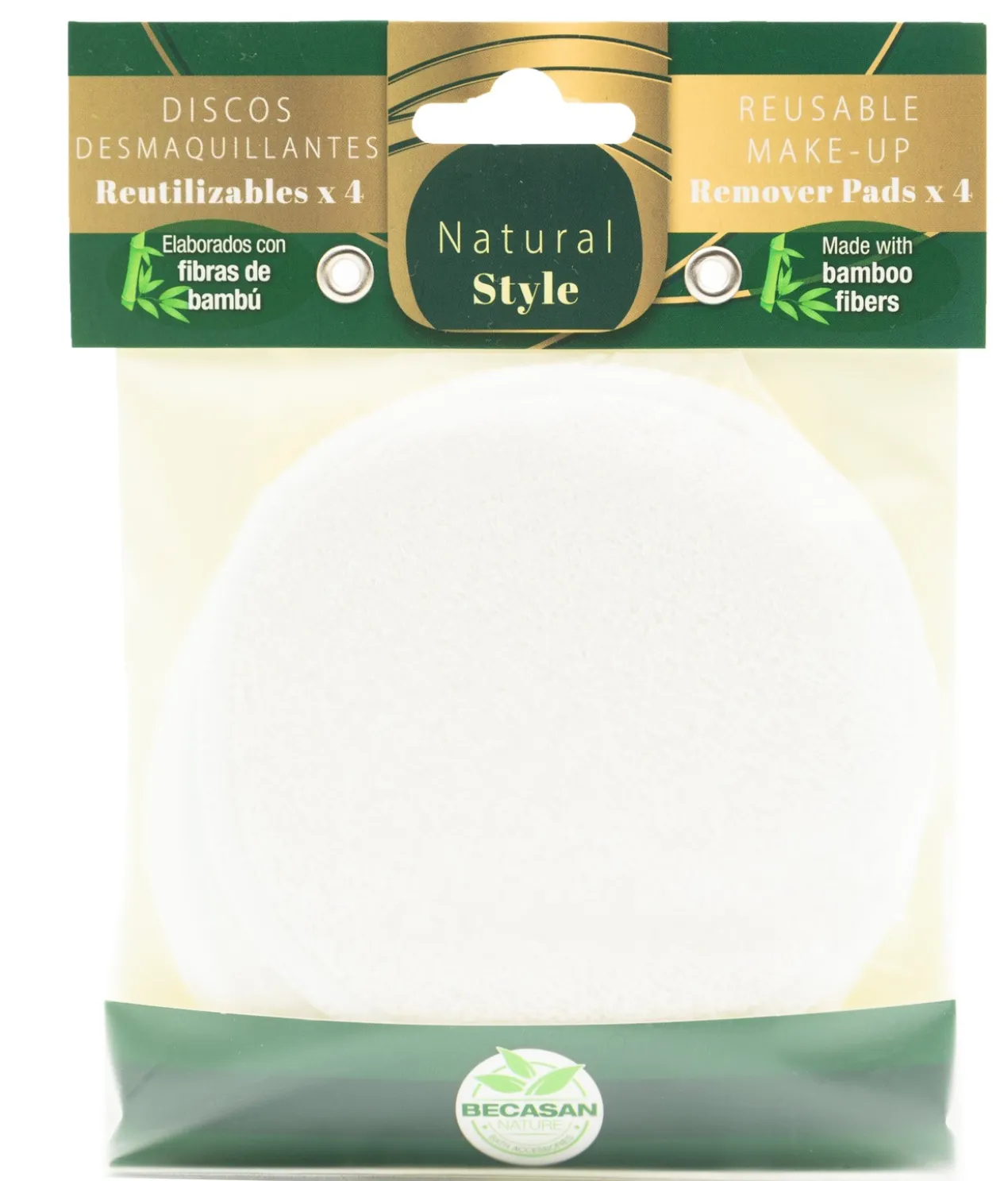 Pack 4 Discos Desmaquilhantes Reutilizáveis Bambu