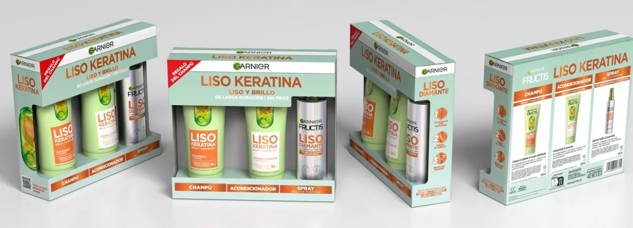 Pack Fructis Liso Keratina Champô + Amaciador + Spray Liso Diamante