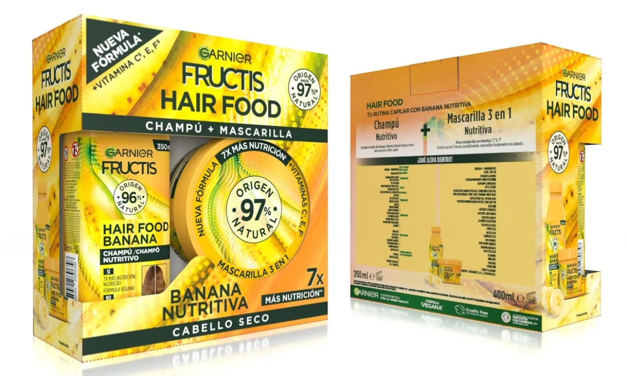 Pack Garnier Fructis Hairfood Banana Champô + Máscara