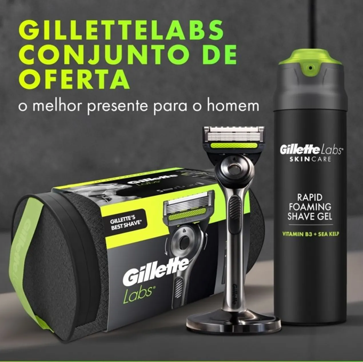 Pack GilletteLabs Máquina + Recargas + Gel + Suporte