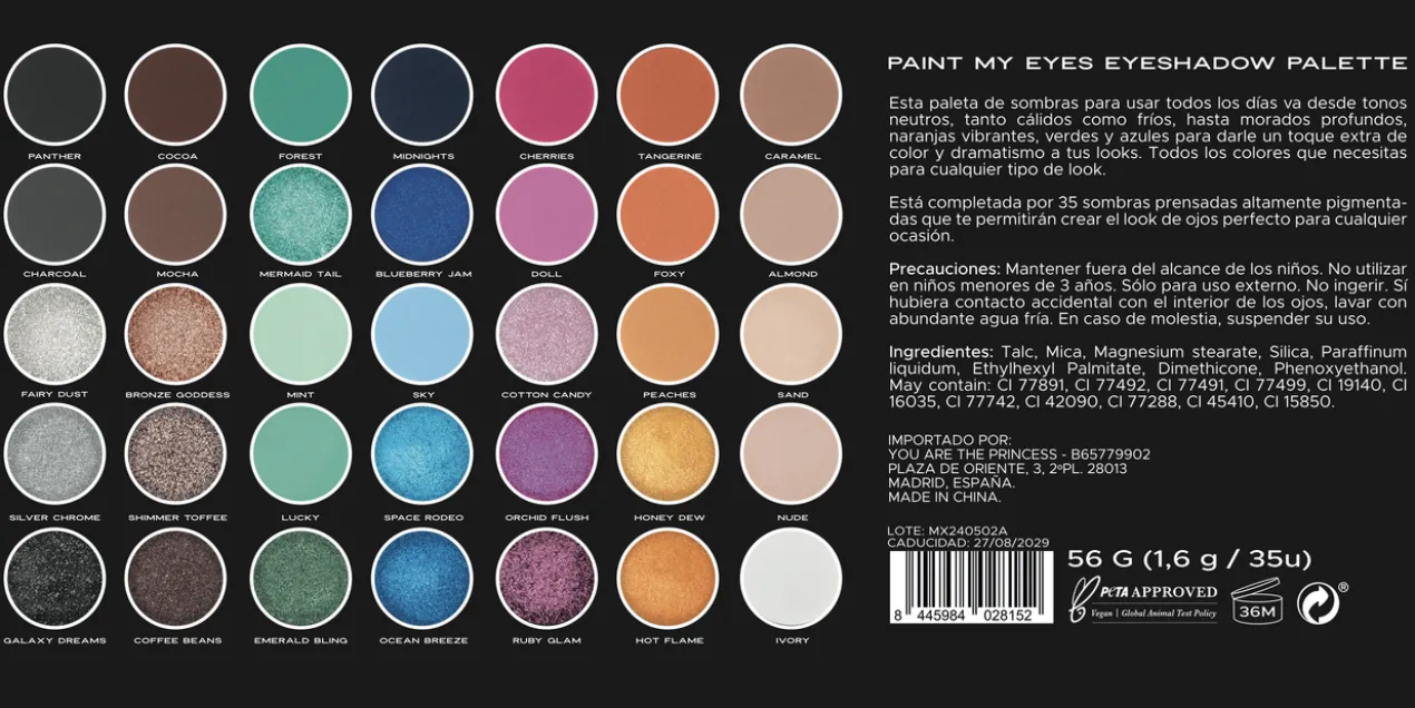 Paint My Eyes Eyeshadow Palette Paleta de Sombras