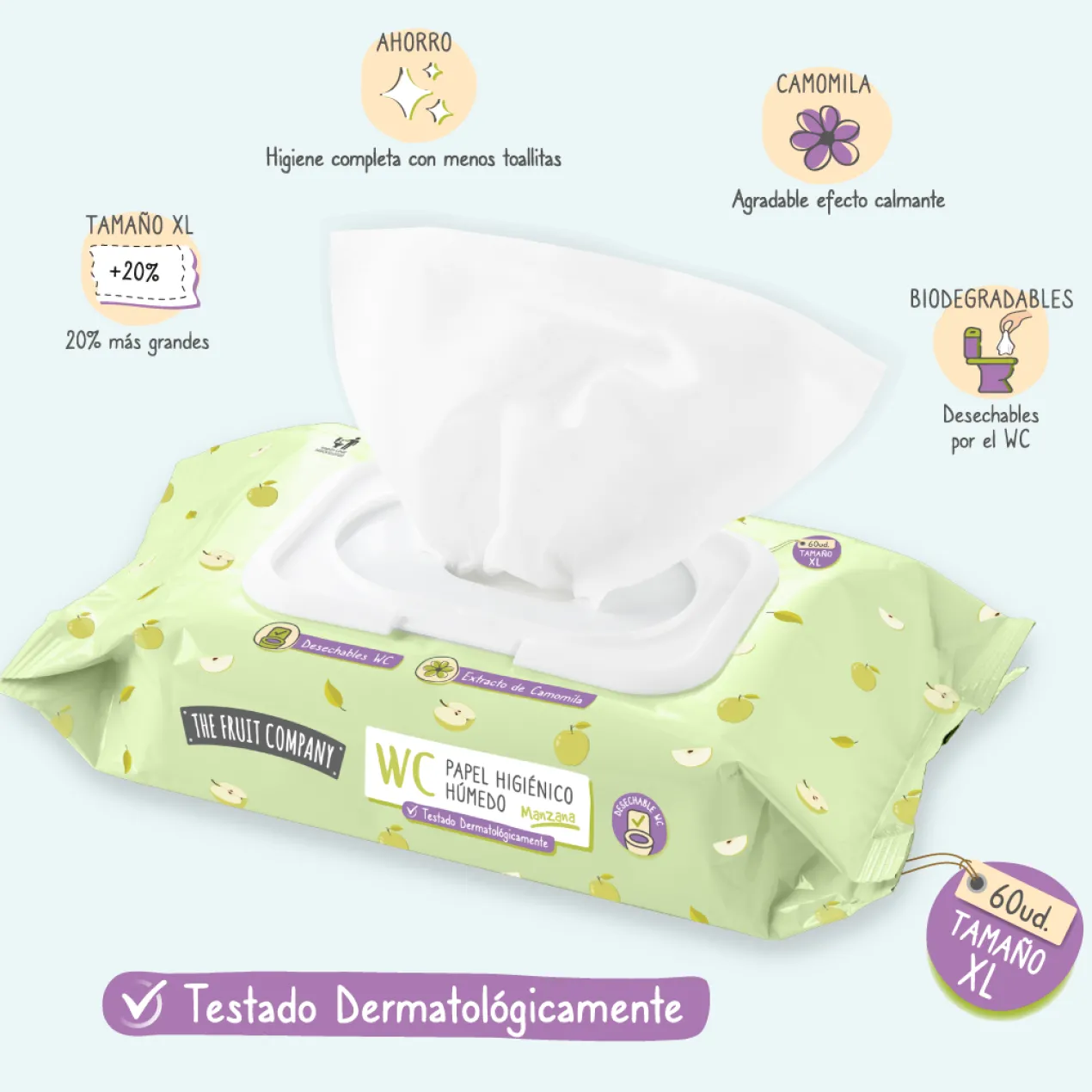 Papel Higiénico Húmido WC Maçã